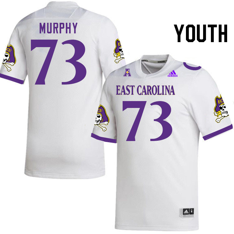 Youth #73 Owen Murphy ECU Pirates College Football Jerseys Stitched Sale-White - Click Image to Close